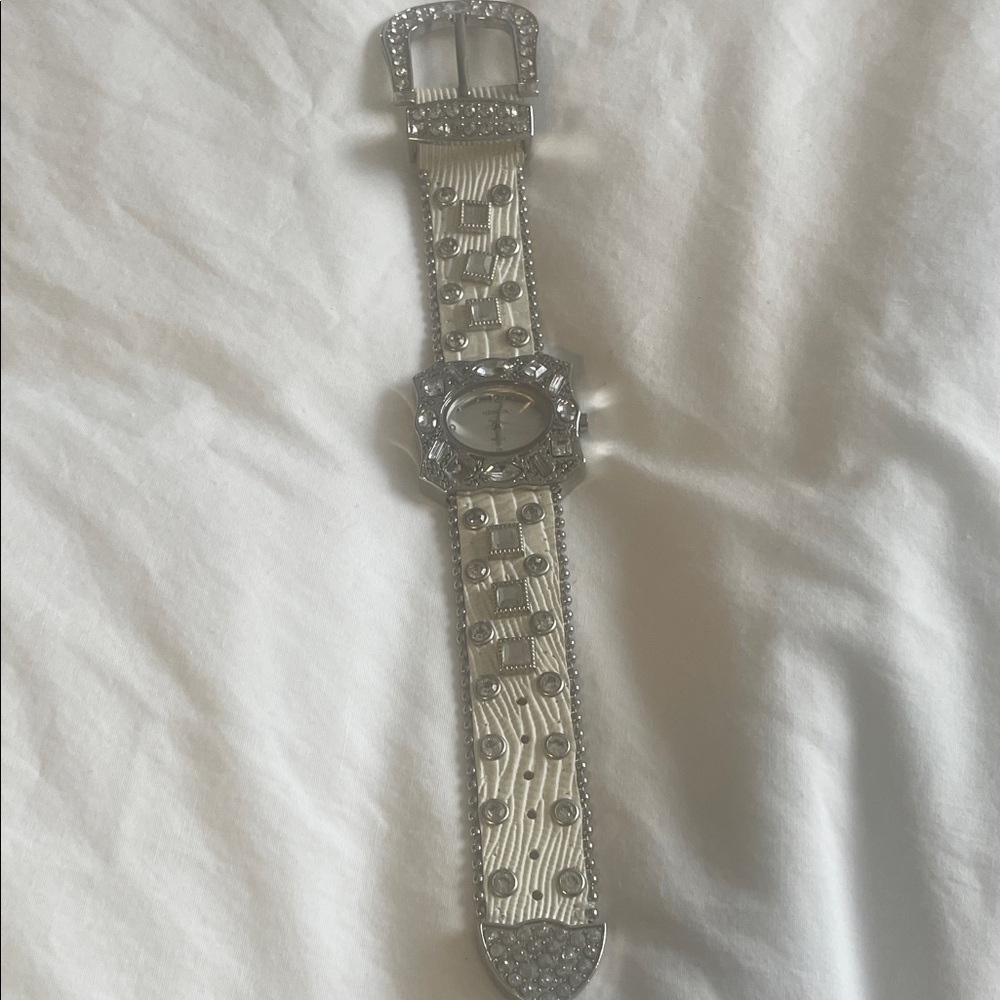 Geneva Silver-Tone Crystal Accent Women's Bracelet Watch